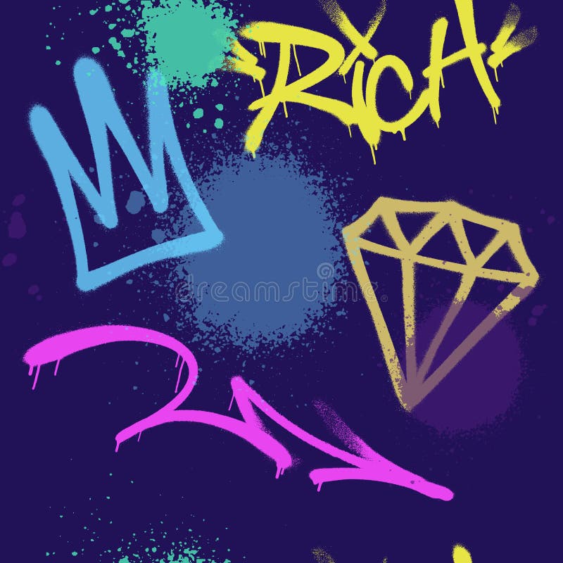 Graffiti spray paint seamless pattern. Vector illustration.