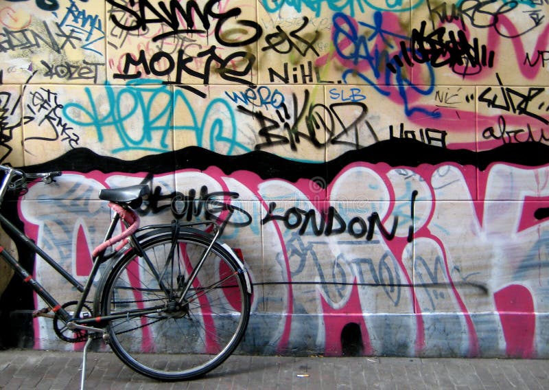 Graffiti on the street wall stock image Graffiti on the street wall stock image