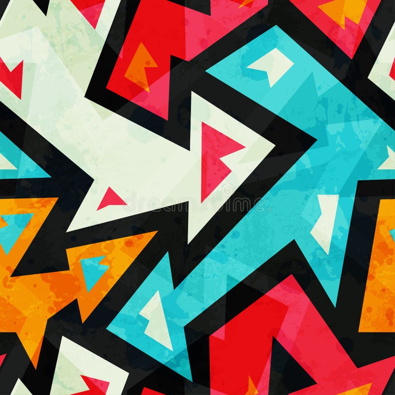 Graffiti strzała bezszwowy wzór z grunge skutkiem ilustracji Graffiti strzała bezszwowy wzór z grunge skutkiem ilustracji