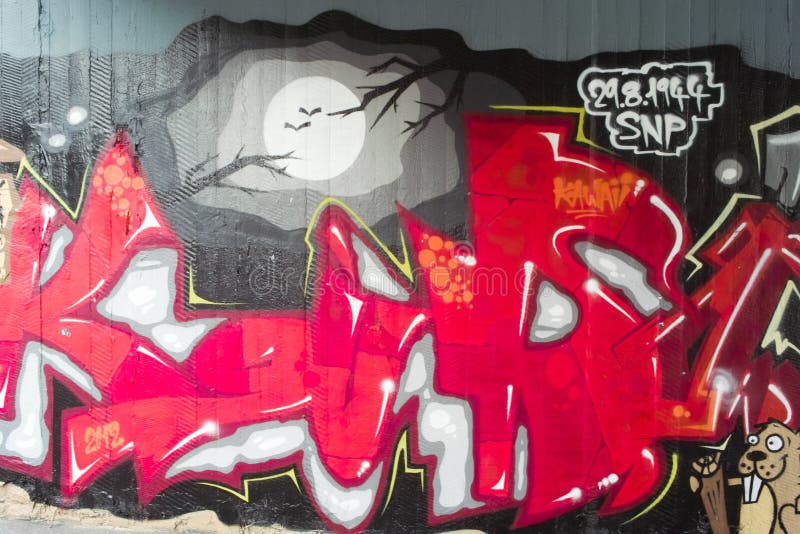 Pink graffiti editorial stock photo. Image of gangsta 6814368