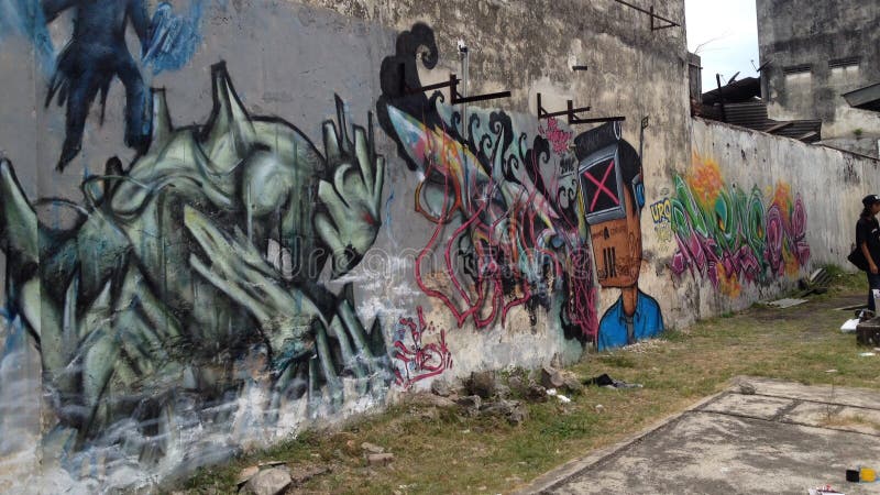 Graffitikunst In Batu Pahat  Redactionele Stock Afbeelding 