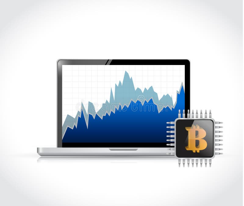 Grafic bitcoin digital currency pe un laptop vector illustration