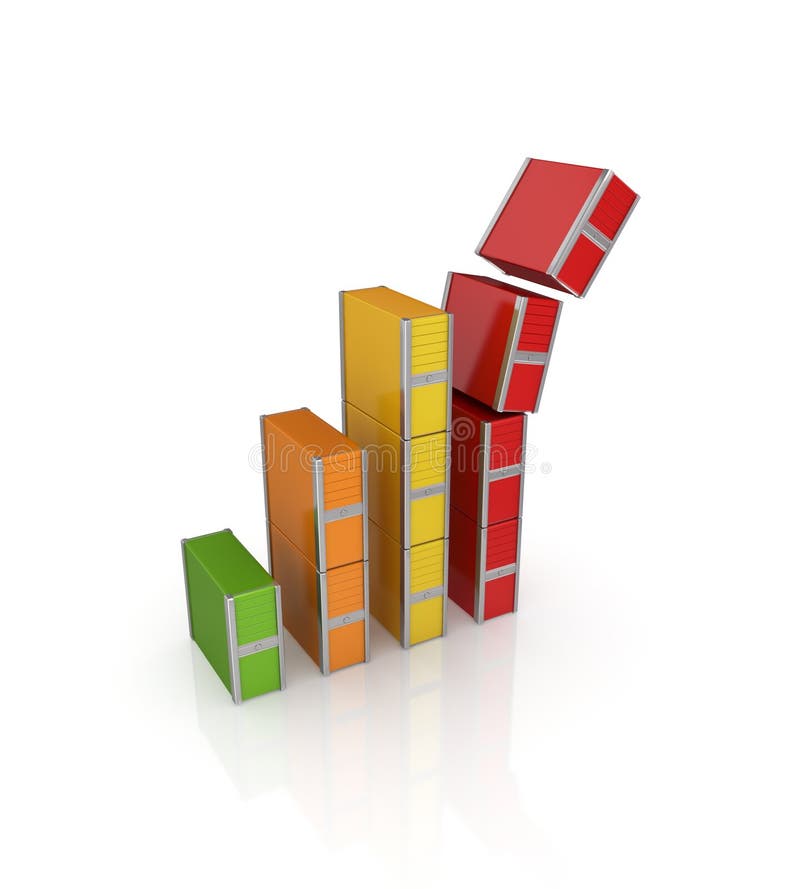 Grafic colorat format din turnuri de calculatoare. stock illustration