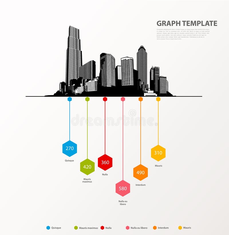 Grafic de fundal vectorial cu ilustrație grafică infografică colorată cu hexagoane și figuri în interior royalty free illustration