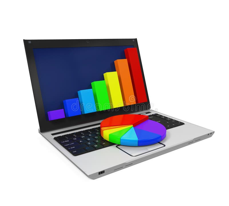 Grafic și laptop colorat stock illustration