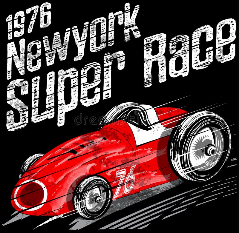 Grafico classico d'annata americano della maglietta dell'uomo della corsa di automobile retro royalty illustrazione gratis