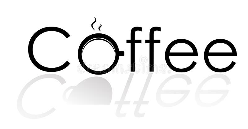 Grafico del testo del caffè di logo. Illustrazioni di vettore di progettazione grafica del testo del caffè di logo