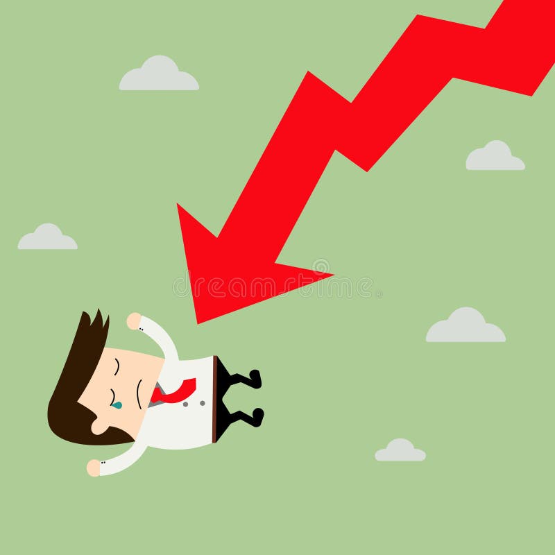 Grafico di On Falling Down dell'uomo d'affari illustrazione di stock Grafico di On Falling Down dell'uomo d'affari illustrazione di stock