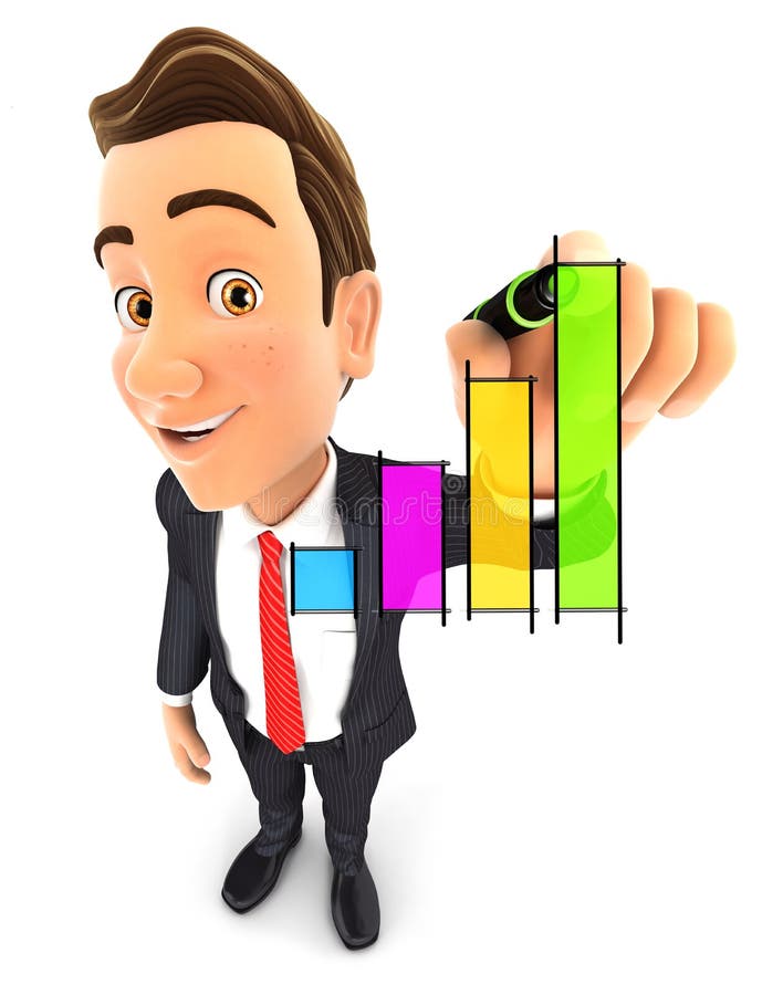 Grafico disegnato a mano dell'uomo d'affari 3d illustrazione di stock