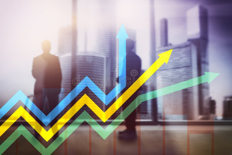 Grafico finanziario delle frecce di crescita Investimento e concetto commerciale immagine stock Grafico finanziario delle frecce di crescita Investimento e concetto commerciale immagine stock