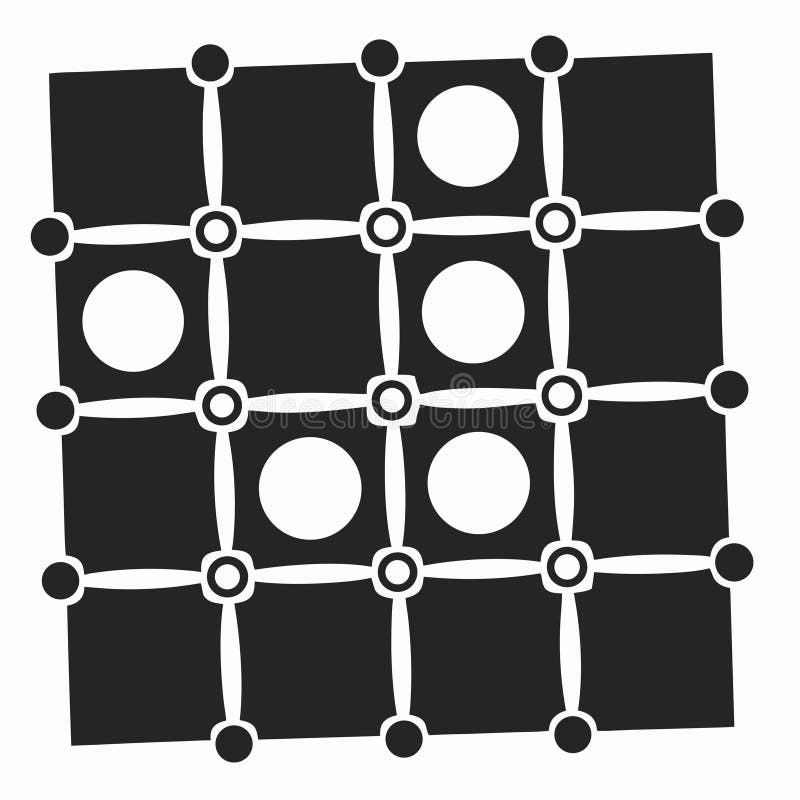 Grafico a griglia in bianco e nero astratto con cerchi bianchi e forme geometriche royalty illustrazione gratis