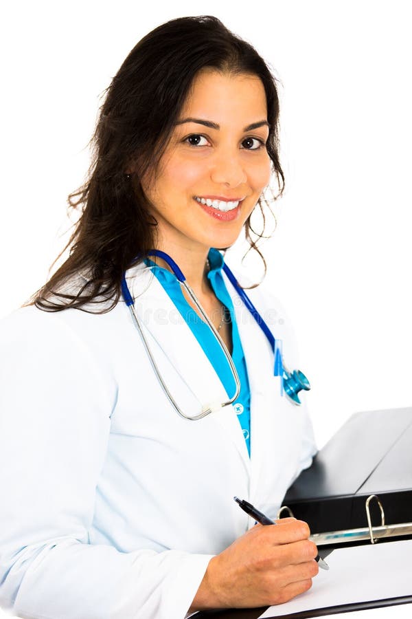 Grafico professionale femminile sicuro sorridente del ricoverato di medico o dell'infermiere o di scrittura di sanità fotografie stock Grafico professionale femminile sicuro sorridente del ricoverato di medico o dell'infermiere o di scrittura di sanità fotografie stock