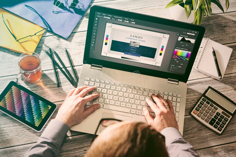 Grafico sul lavoro Campioni di colore fotografie stock libere da diritti