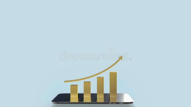 Graficul auriu pe tabletă pentru conceptul de business 3d royalty free illustration
