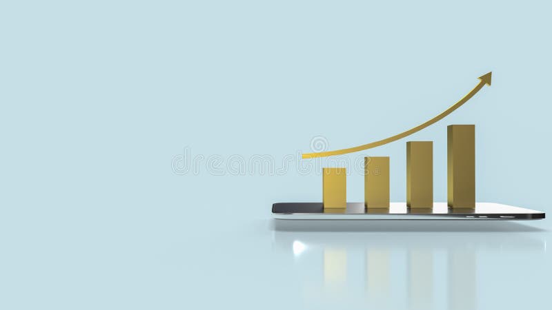 Graficul auriu pe tabletă pentru conceptul de business 3d royalty free illustration