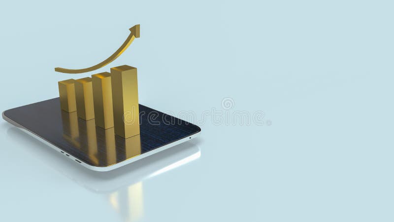 Graficul auriu pe tabletă pentru conceptul de business 3d stock illustration