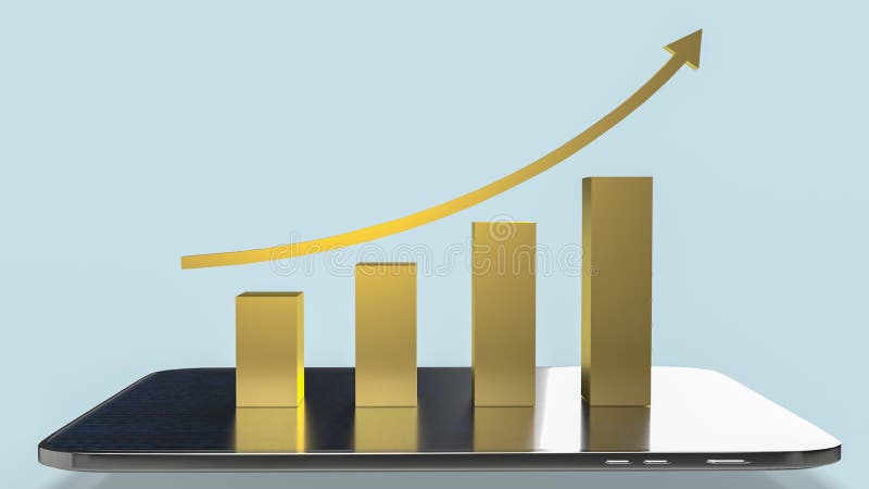 Graficul auriu pe tabletă pentru conceptul de business 3d vector illustration