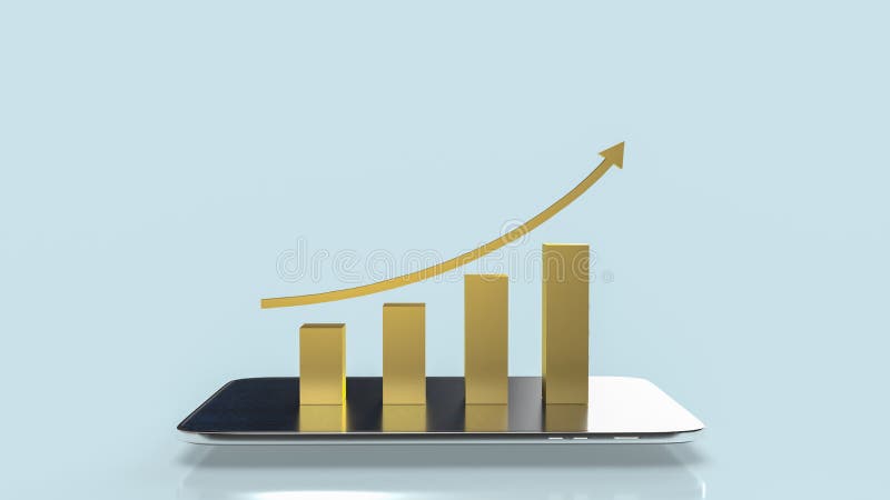 Graficul auriu pe tabletă pentru conceptul de business 3d royalty free illustration