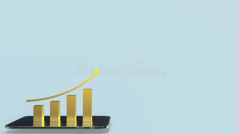 Graficul auriu pe tabletă pentru conceptul de business 3d royalty free illustration