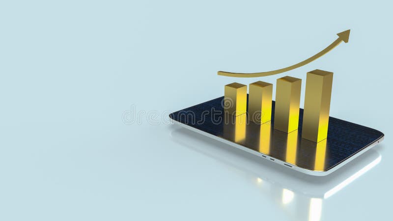 Graficul auriu pe tabletă pentru conceptul de business 3d royalty free illustration