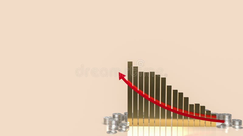 Graficul auriu și monedele metalice pentru conceptul de afaceri sau de finanțe 3d vector illustration