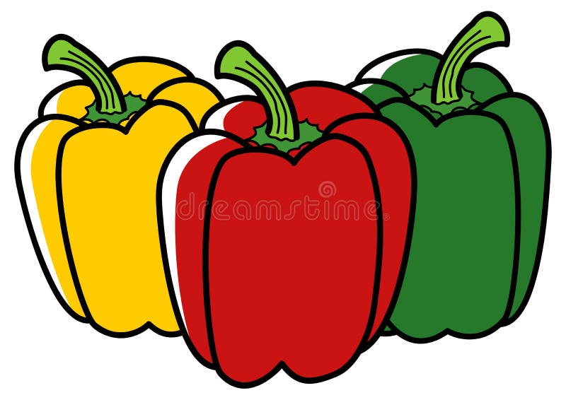 Graficzna ilustracja papryka w trzy różnych kolorach ilustracji Graficzna ilustracja papryka w trzy różnych kolorach ilustracji