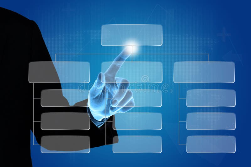 Grafiek van de bedrijfshand de duwende organisatie stock afbeelding Grafiek van de bedrijfshand de duwende organisatie stock afbeelding