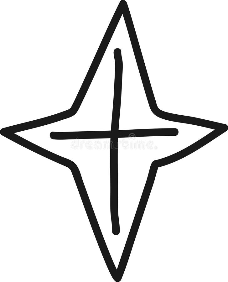 Grafika miniaturowa przedstawiająca abstrakcyjną gwiazdę czteroramienną przecinającą się tworząc prostą figurę geometryczną ilustracja wektor