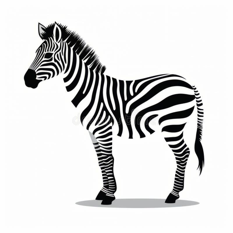 Grafika zebry monochromatycznej : symboliczny kawałek sztuki yankeecore. Zebra przedstawiona w monochromatycznym stylu graficznym znajduje się na białym tle. ilustracja johna mckinstry przedstawia proste projekty i rozmiary naturalistyczne. z polityczną symboliką i wpływami jurgena ziewe sztuka ta uchwyca istotę zebry w sposób uderzający wzrokowo. wygenerowane przez ai