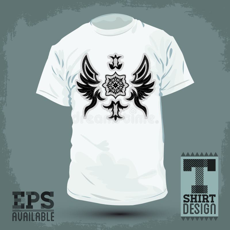 Grafisch T-shirtontwerp - Abstract Luxueus heraldisch ontwerp stock illustratie Grafisch T-shirtontwerp - Abstract Luxueus heraldisch ontwerp stock illustratie