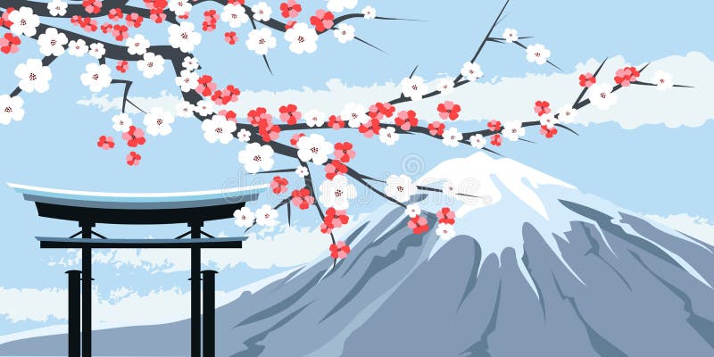 Grafisch van Onderstel Fuji met Cherry Blossoms royalty-vrije illustratie Grafisch van Onderstel Fuji met Cherry Blossoms royalty-vrije illustratie