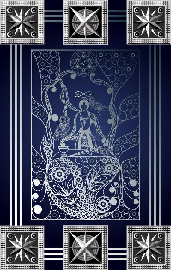 Grafische Illustration einer Tarockkarte 1_2 stock abbildung Grafische Illustration einer Tarockkarte 1_2 stock abbildung