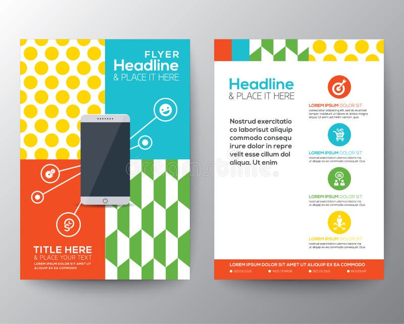 Trendy Graphic Design Layout with smart phone concept vector template for flyer brochure leaflet poster. Trendy Graphic Design Layout with smart phone concept vector template for flyer brochure leaflet poster