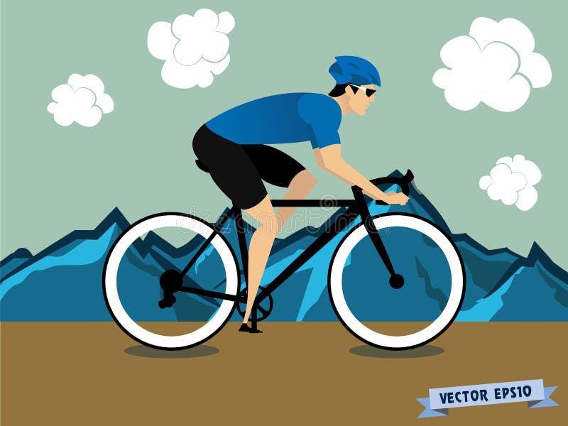Grafische ontwerpvector van fietseratleet het cirkelen op de berg vector illustratie Grafische ontwerpvector van fietseratleet het cirkelen op de berg vector illustratie