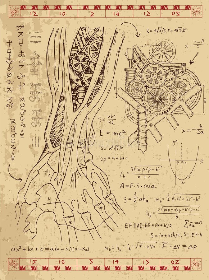 Grafische reeks met steampunkmechanisme in menselijke anatomiehand royalty-vrije illustratie Grafische reeks met steampunkmechanisme in menselijke anatomiehand royalty-vrije illustratie