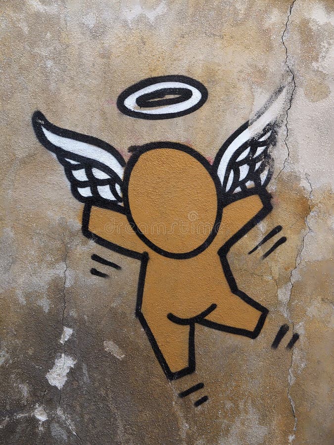 Cute graffiti of an angel in Venice. Cute graffiti of an angel in Venice