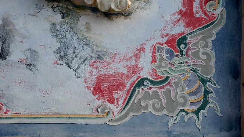 Grafittis chineses da cisne, arte da pintura de parede no templo chinês em Tailândia foto de stock royalty free Grafittis chineses da cisne, arte da pintura de parede no templo chinês em Tailândia foto de stock royalty free