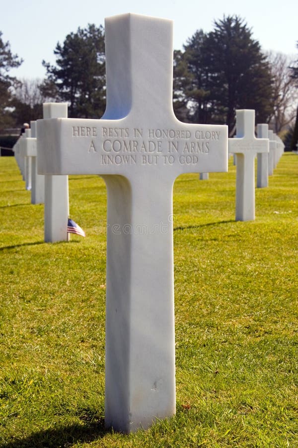 Grave of an unknown soldier at the Normandy American Cemetery, France. Grave of an unknown soldier at the Normandy American Cemetery, France