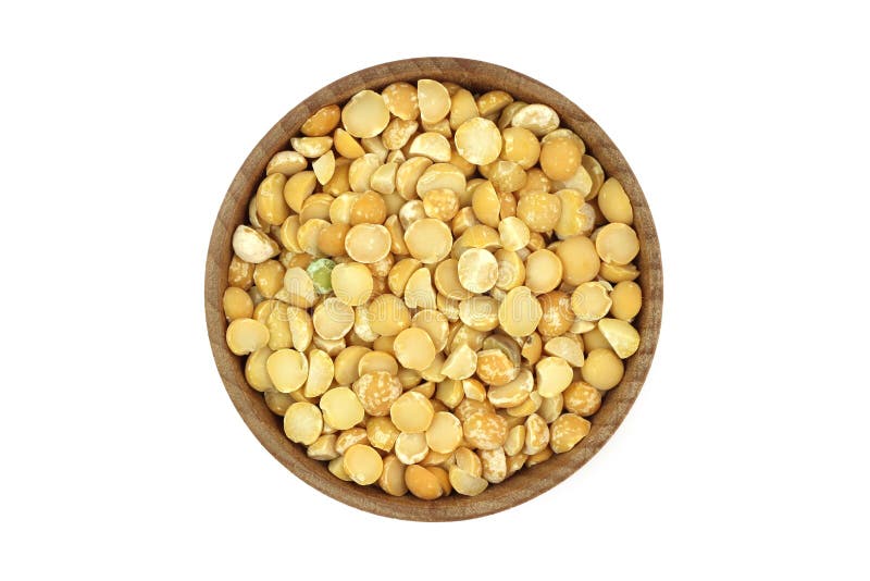 Grain dried peas in a wooden bowl stock photos