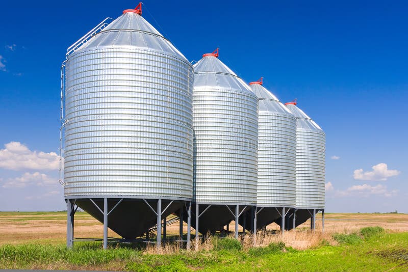 Grain Silos stock photo. Image of farming, store, blue 15586332