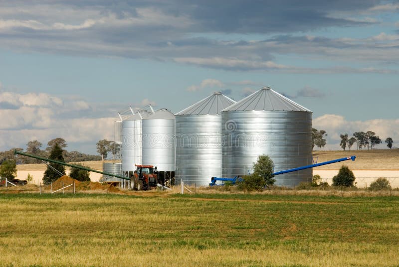Grain Silos stock photo. Image of cladding, auger, pipes 7007396