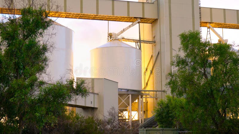 Grain silos in Outer Harbor, South Australia, at dawn.