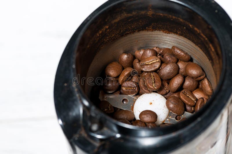 Grains in a Coffee Grinder, Closeup Stock Photo Image of brown