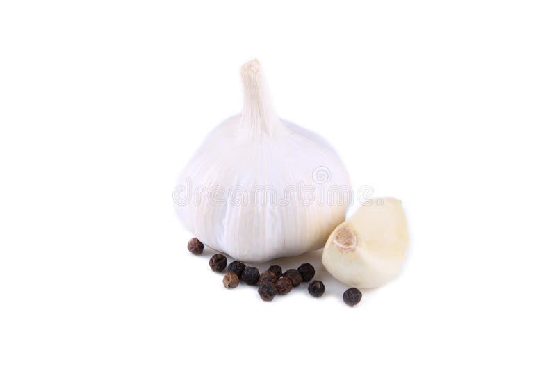 Gralic y peper negro en el fondo blanco imágenes de archivo libres de regalías Gralic y peper negro en el fondo blanco imágenes de archivo libres de regalías