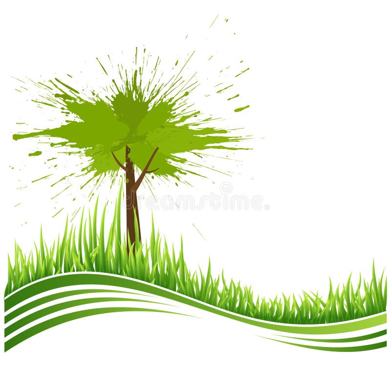 Grama verde e árvore. Fundo de Eco ilustração do vetor Grama verde e árvore. Fundo de Eco ilustração do vetor
