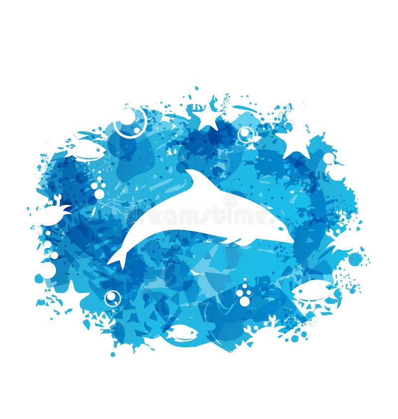 Gramezi colorați cu delfin sărat vector illustration