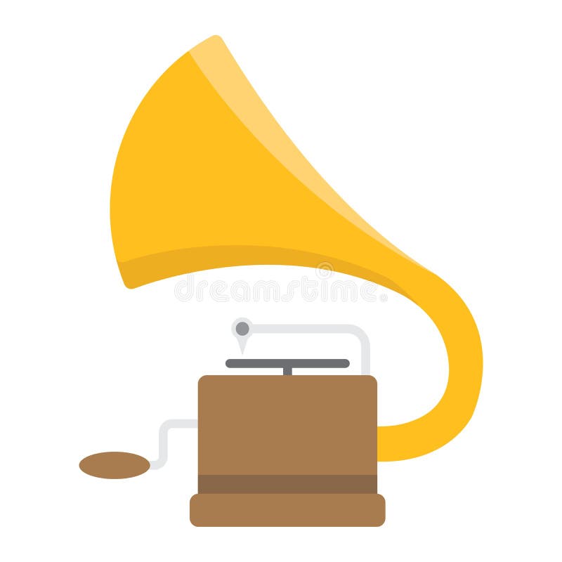 Grammofoon vlak pictogram, muziek en instrument stock illustratie Grammofoon vlak pictogram, muziek en instrument stock illustratie
