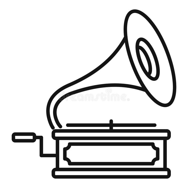 Gramophone Icon, Outline Style Stock Illustration - Illustration of ...