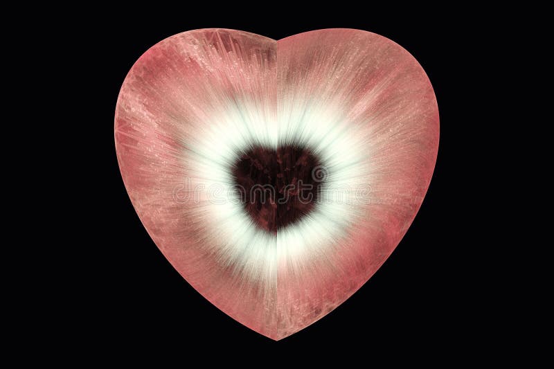 Gran corazón blanco rosado de olas torcidas sobre fondo negro. stock de ilustración