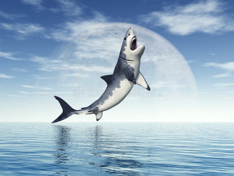Gran salto del tiburón blanco stock de ilustración Gran salto del tiburón blanco stock de ilustración
